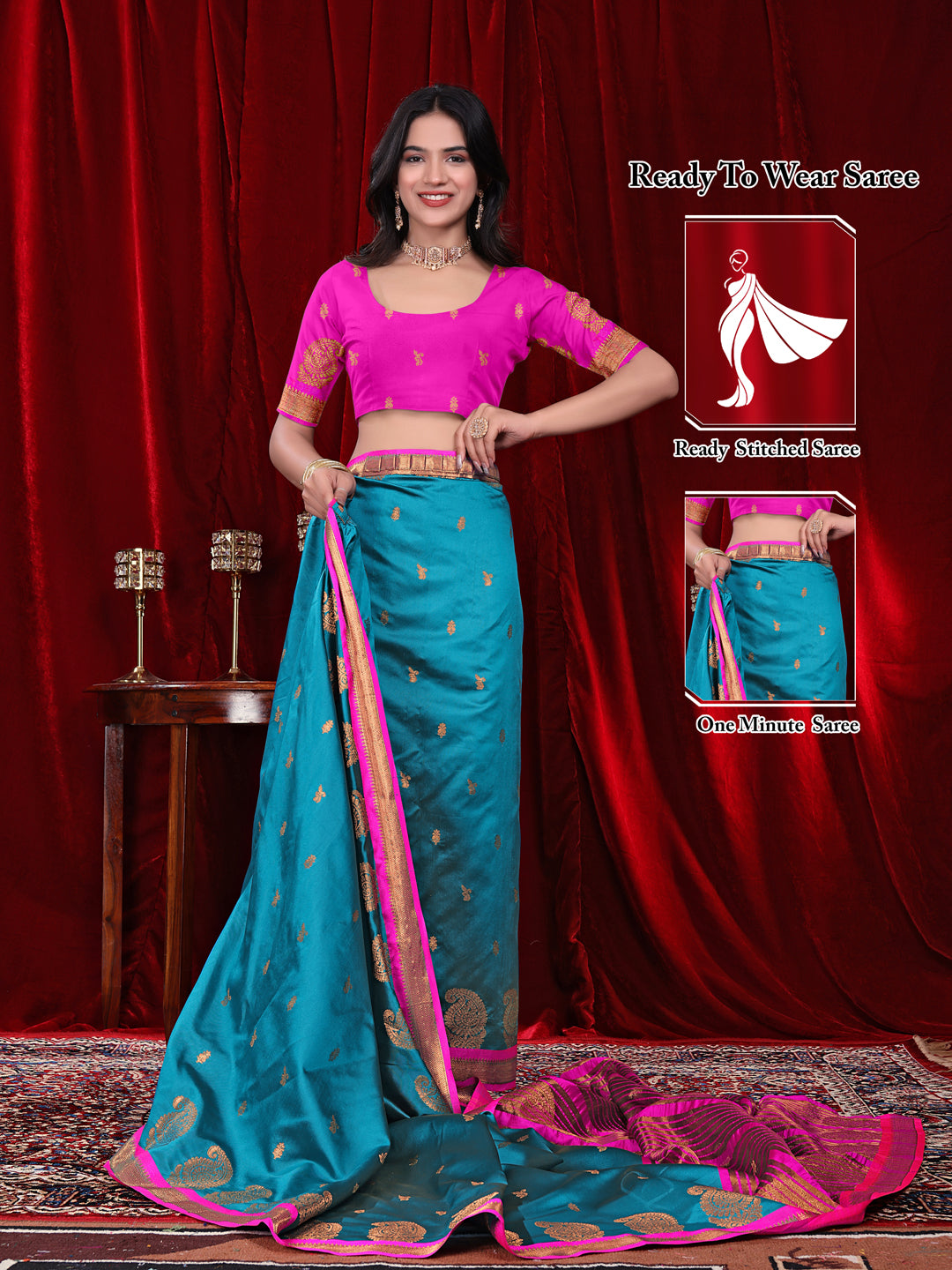 Ready to Wear Jacquard Pure Silk Saree