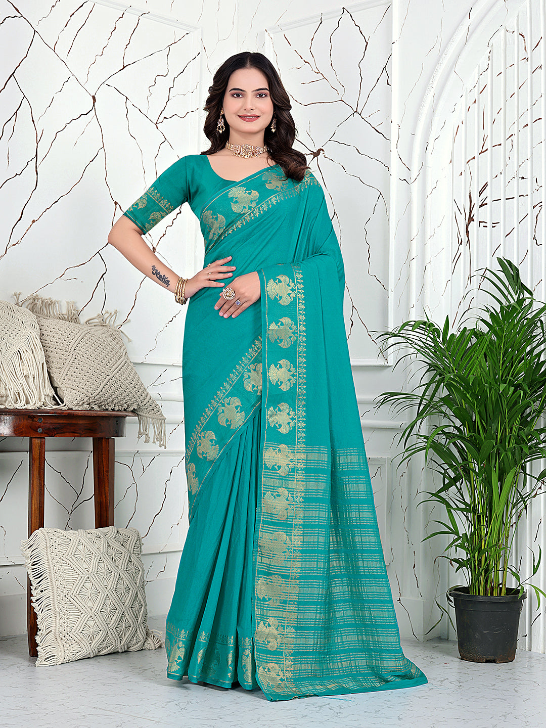 Ready-to-Wear Banarasi Jacquard Saree in Crepe Fabric