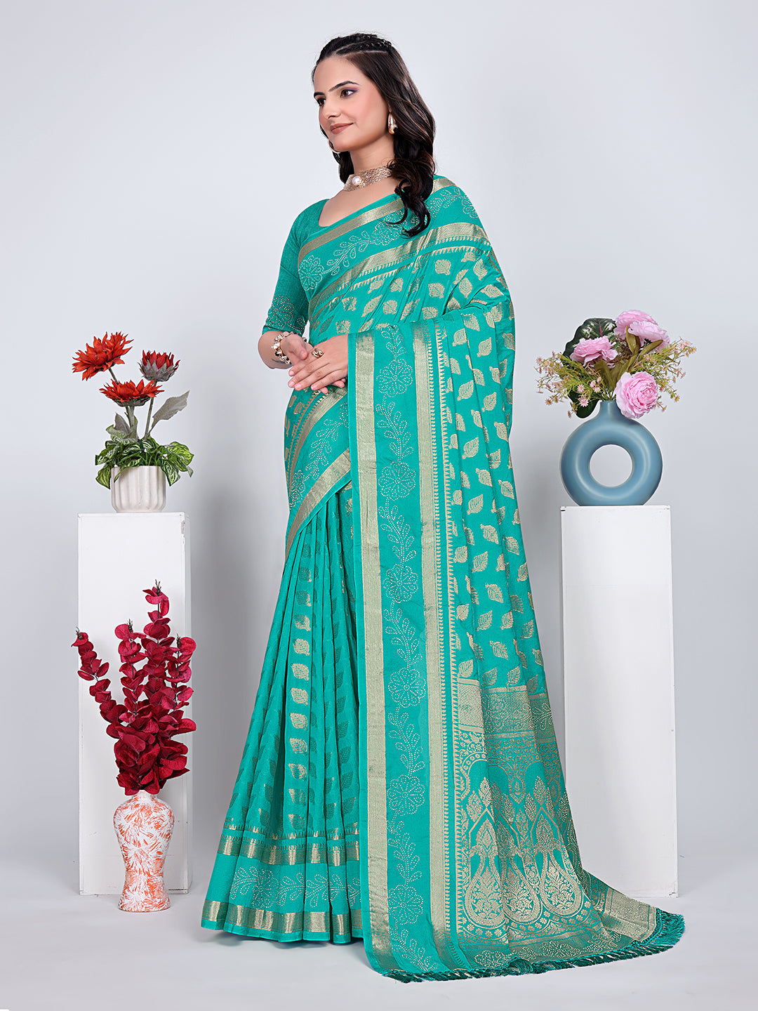 Banarasi Georgette Siroski Work Saree