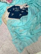 Chiffon Saree with Khatli Handwork & Stiched Blouse