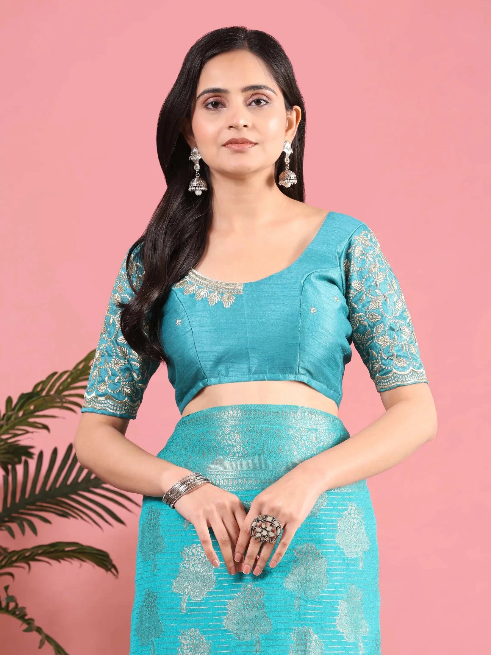 Banarasi Georgette Jacquard Saree With Embroidered Blouse