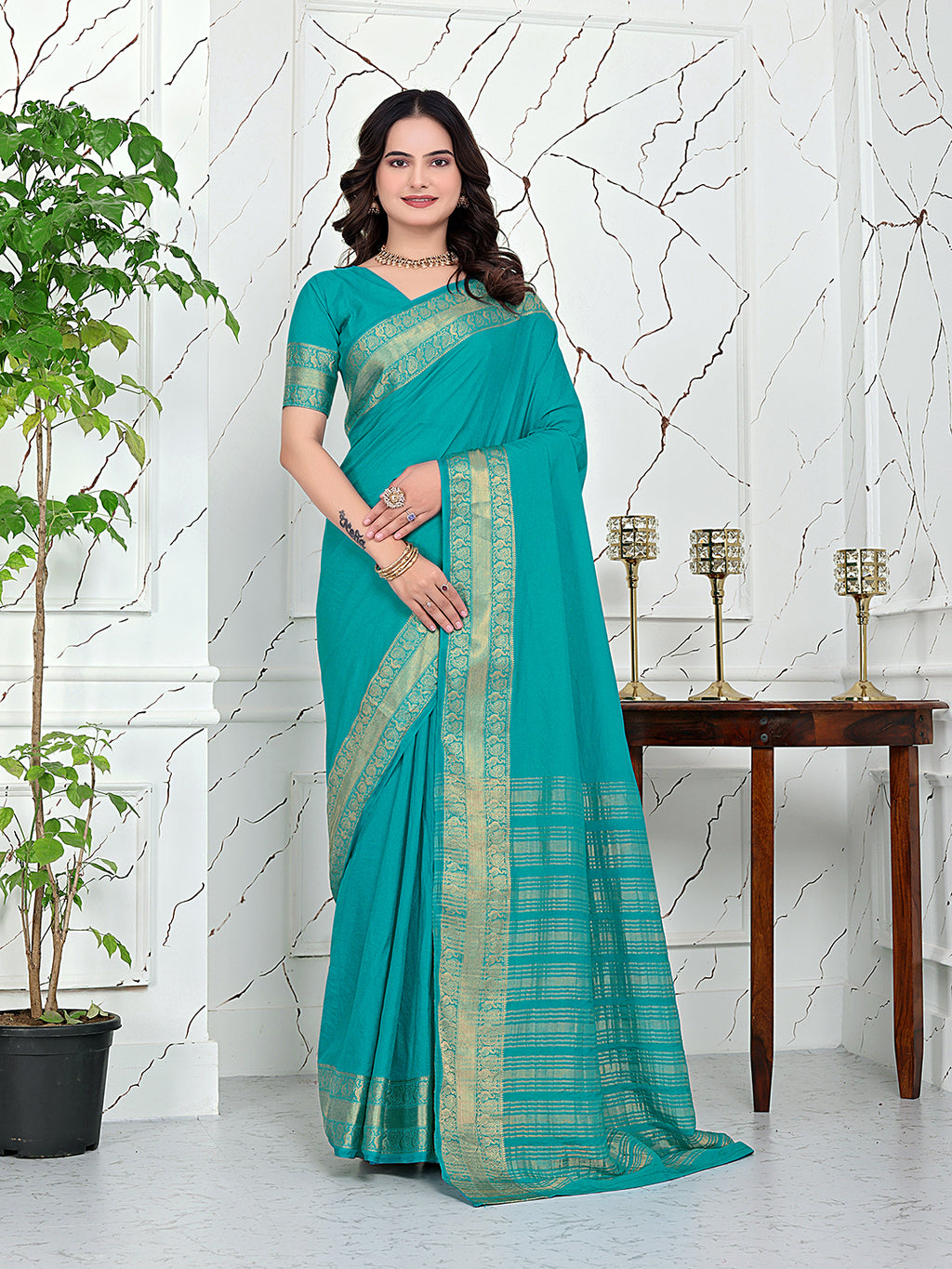 Ready-to-Wear Jacquard Saree in Crepe Banarasi Fabric