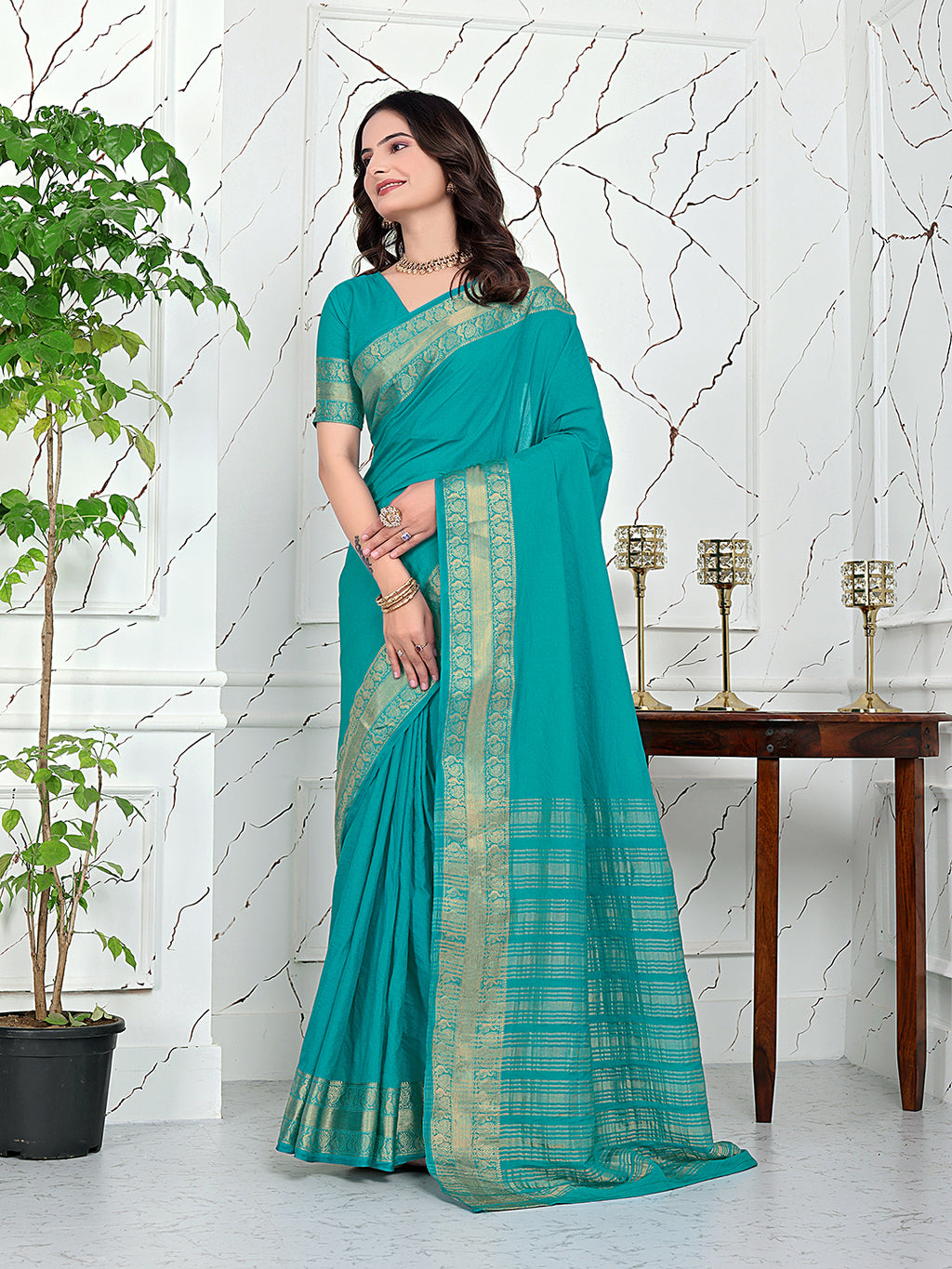 Ready-to-Wear Jacquard Saree in Crepe Banarasi Fabric