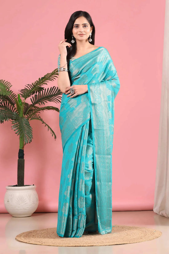 Banarasi Georgette Jacquard Saree With Embroidered Blouse