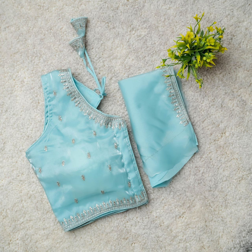 Readymade Jimmy Choo Fabric Embroidered Blouse with Front Hook & Back Tussels