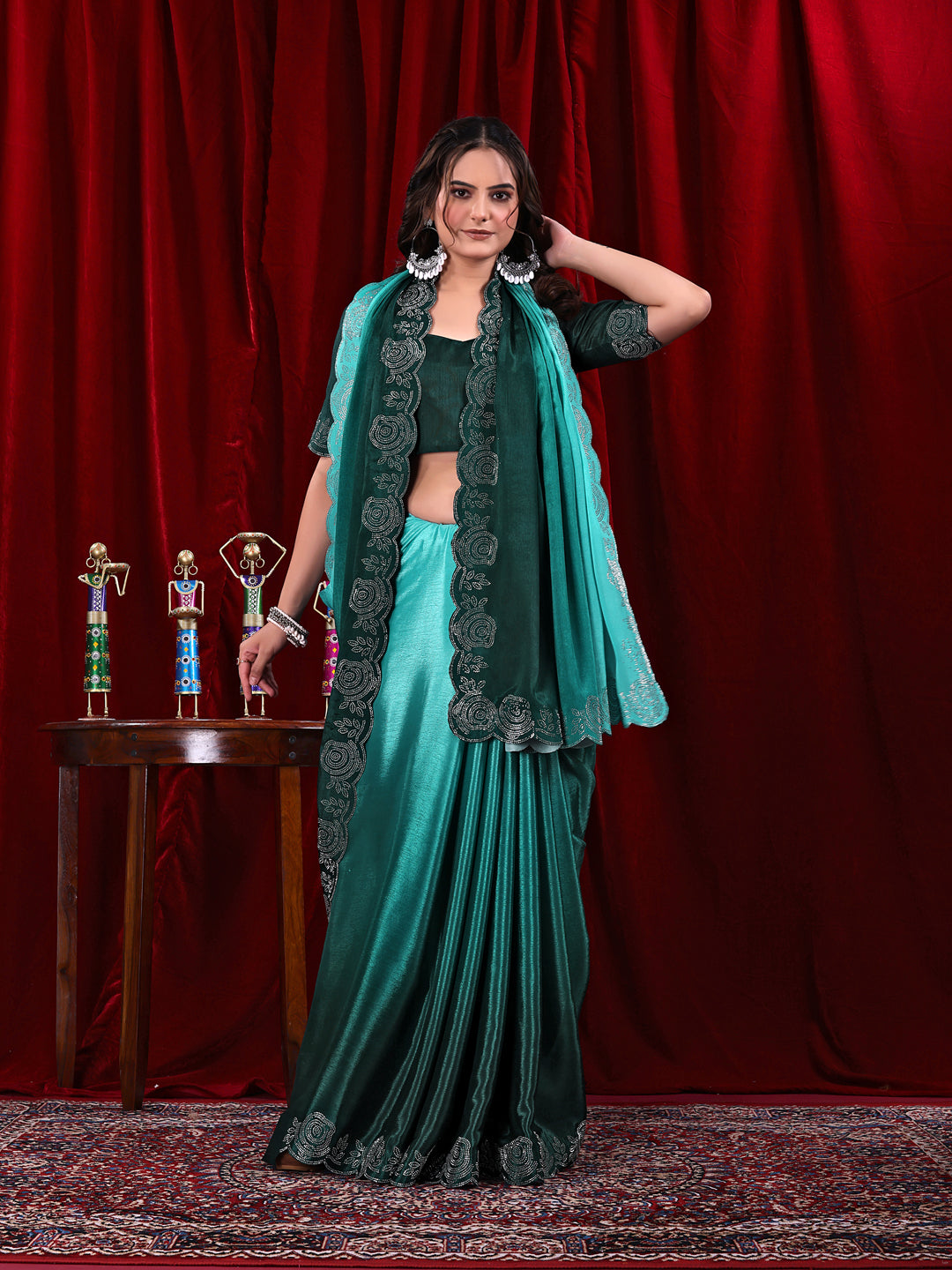 Chinon Shaded Saree with Siroski Diamond Work