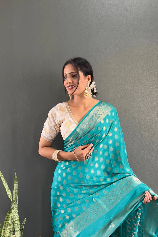 Ready to Wear Pure Banarasi Georgette Saree With Ready Made Blouse