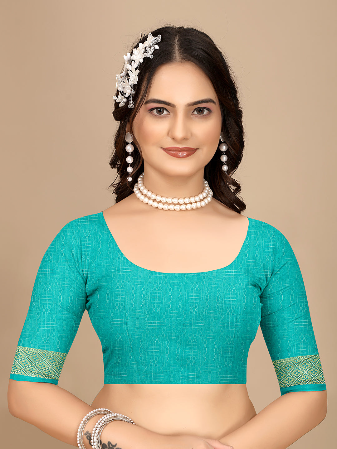 Moss Chiffon Digital Print Woven Border Saree