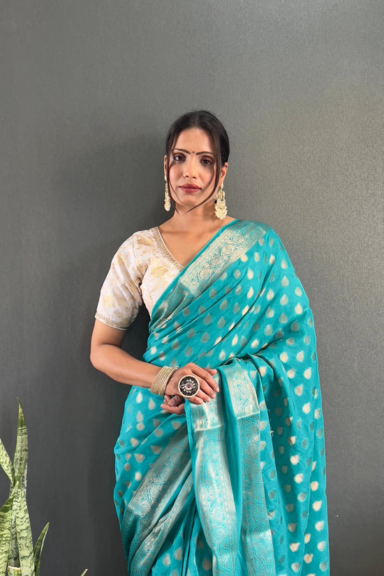 Ready to Wear Pure Banarasi Georgette Saree With Ready Made Blouse
