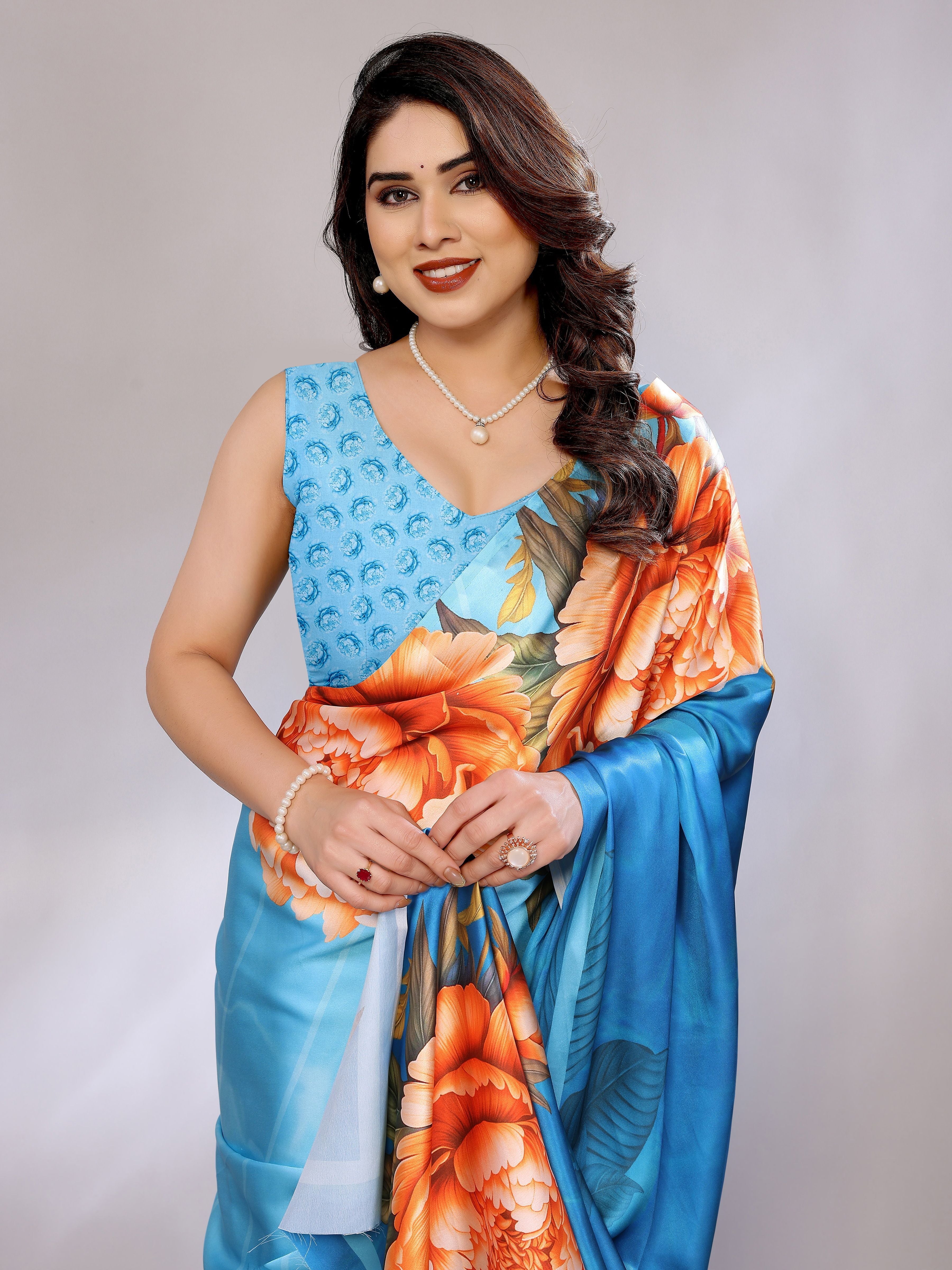 Abstract Print Crepe Silk Saree for Party Wear