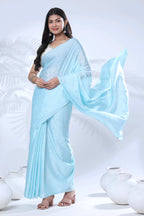 Ready To Wear Chiffon Pink Saree With Stitched Blouse