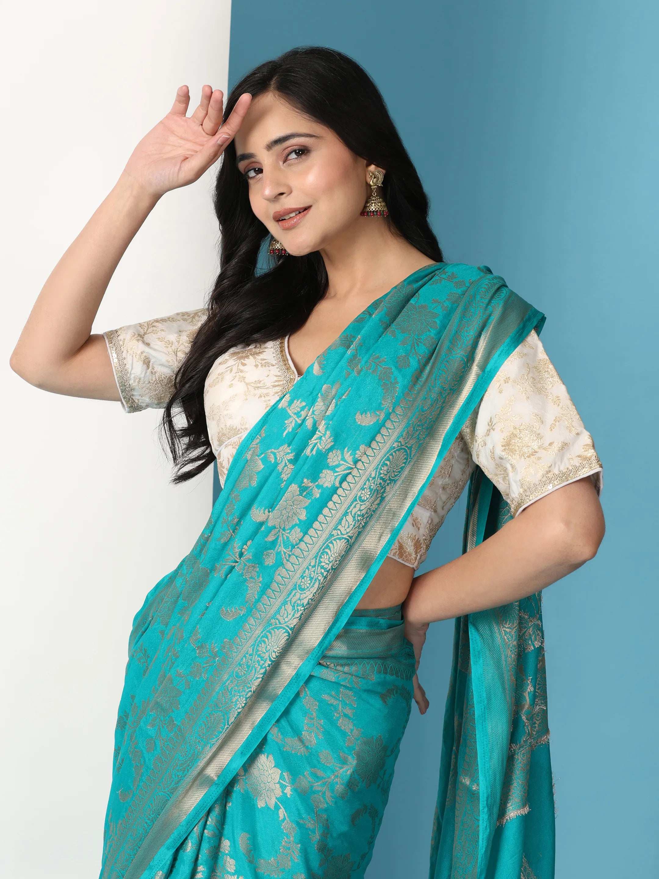 Ready to Wear Pure Banarasi Georgette Saree