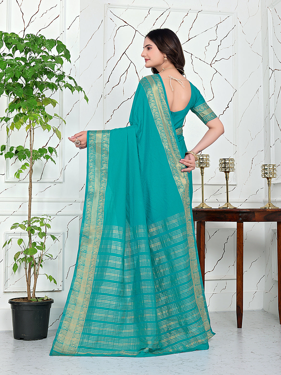Ready-to-Wear Jacquard Saree in Crepe Banarasi Fabric