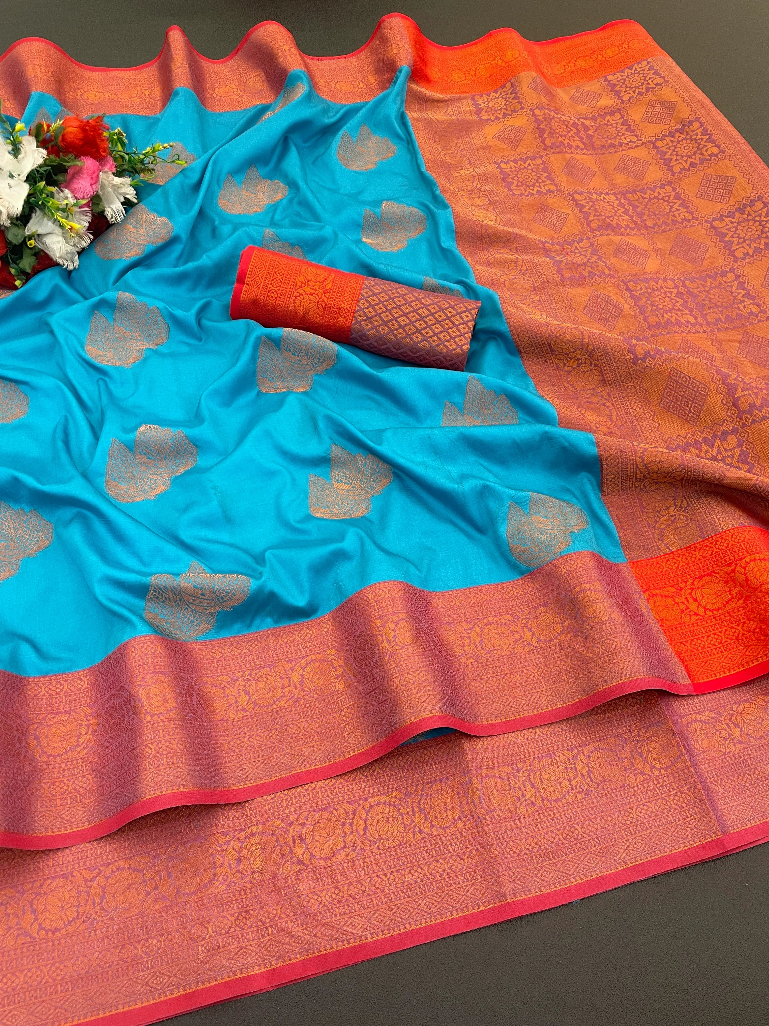 Banarasi Softy Copper Zari Weaving Kanjivaram Silk Saree