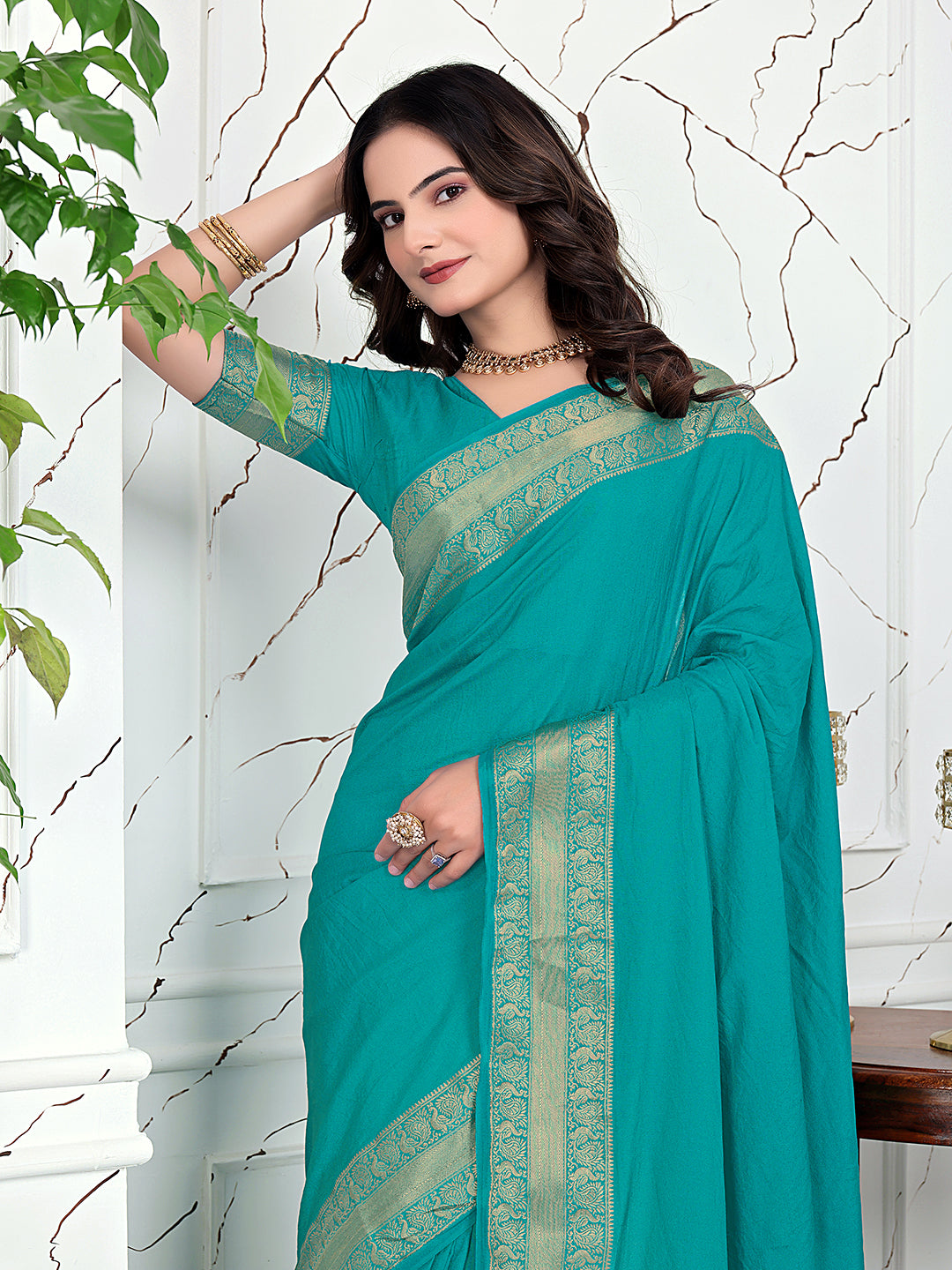 Ready-to-Wear Jacquard Saree in Crepe Banarasi Fabric