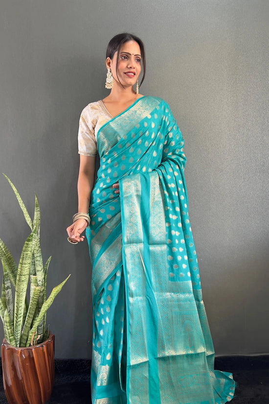 Ready to Wear Pure Banarasi Georgette Saree With Ready Made Blouse