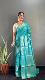 Ready to Wear Pure Banarasi Georgette Saree With Ready Made Blouse