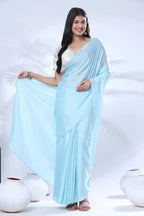 Ready To Wear Chiffon Pink Saree With Stitched Blouse