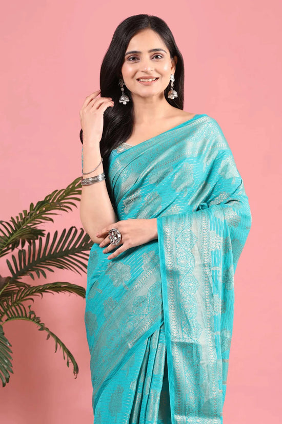 Banarasi Georgette Jacquard Saree With Embroidered Blouse