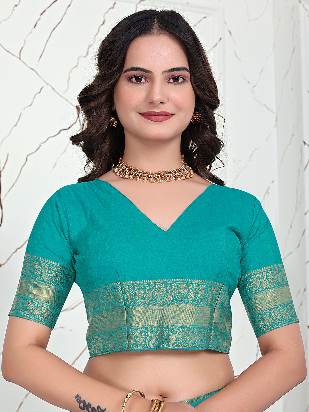 Ready-to-Wear Jacquard Saree in Crepe Banarasi Fabric