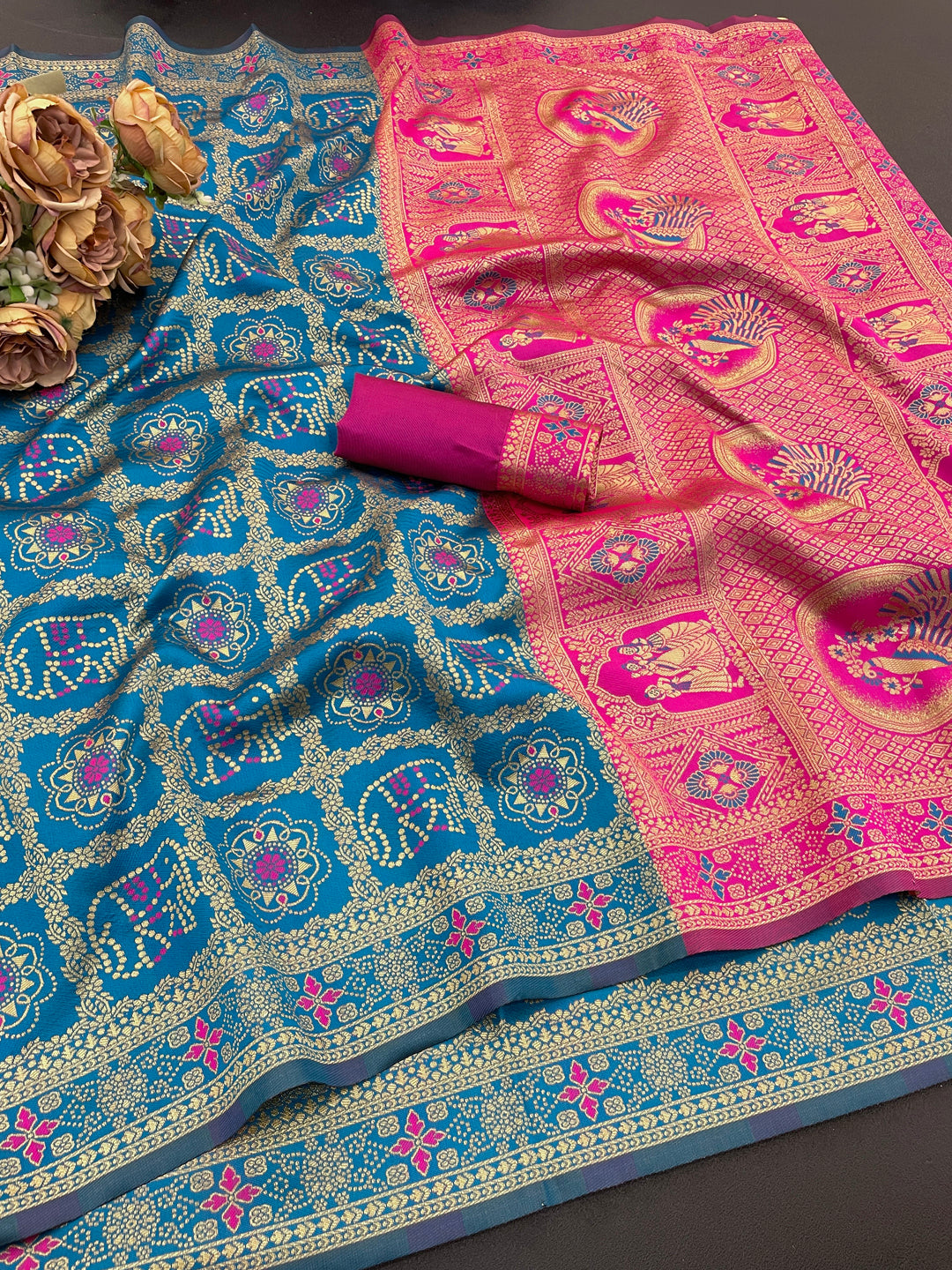 Banarasi Jacquard Pure Silk Saree with Traditional Zari Weaving