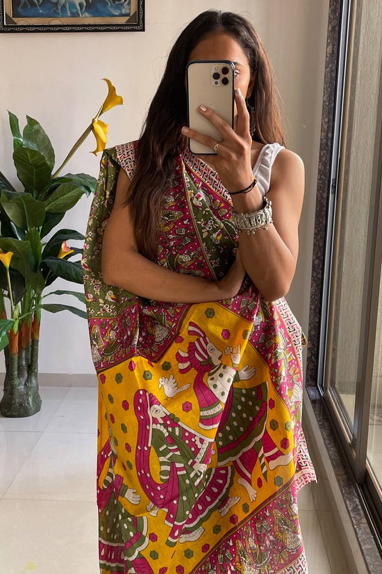 Mulmul Cotton Kalamkari Hand Block Print Saree