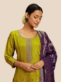 Women's Banarasi Art Silk Fabric Three Piece Kurti Suit Set - Pionex Fab