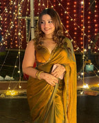 Gold & Rama Two-Tone Soft Fancy Chiffon Silk Saree