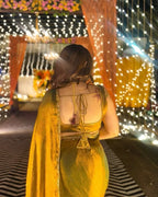 Gold & Rama Two-Tone Soft Fancy Chiffon Silk Saree