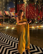 Gold & Rama Two-Tone Soft Fancy Chiffon Silk Saree