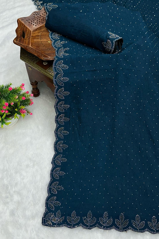 Chinon Crush Silk Saree with Siroski Diamond Work