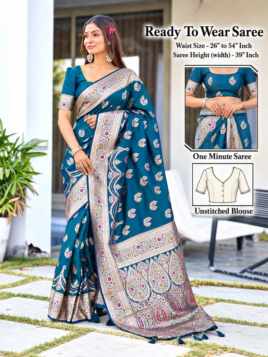 Ready to Wear Pathni Woven Pure Silk Saree