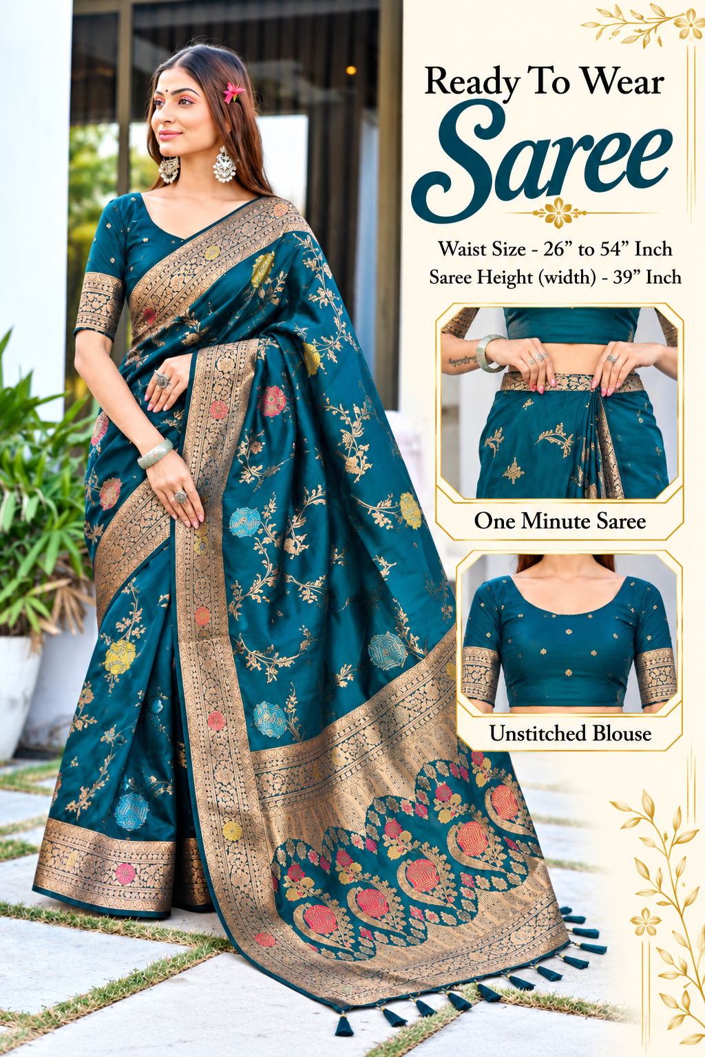 Ready to Wear Pathni Woven Pure Silk Saree