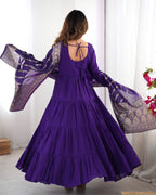 Roman Silk Chanderi Fully Flared Anarkali Suit Set