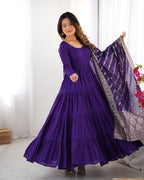 Roman Silk Chanderi Fully Flared Anarkali Suit Set