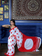 Durga Puja Special Yellow Printed Chanderi Saree