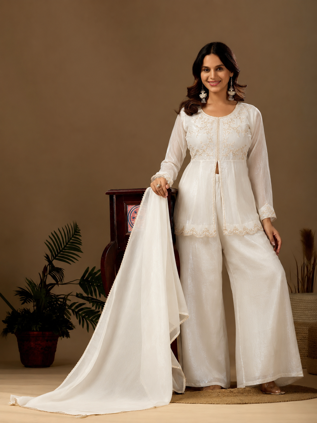 Women's Satin Kurta Set with Elegant Embroidered Design