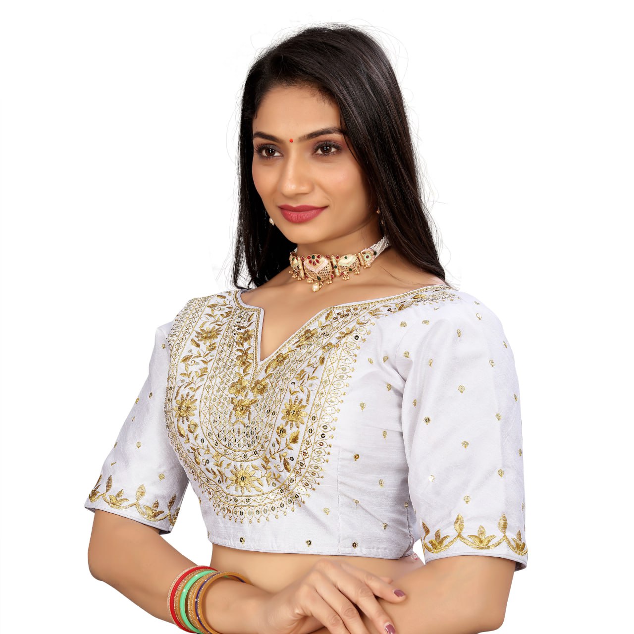 Vichitra Silk Embroidered Blouse