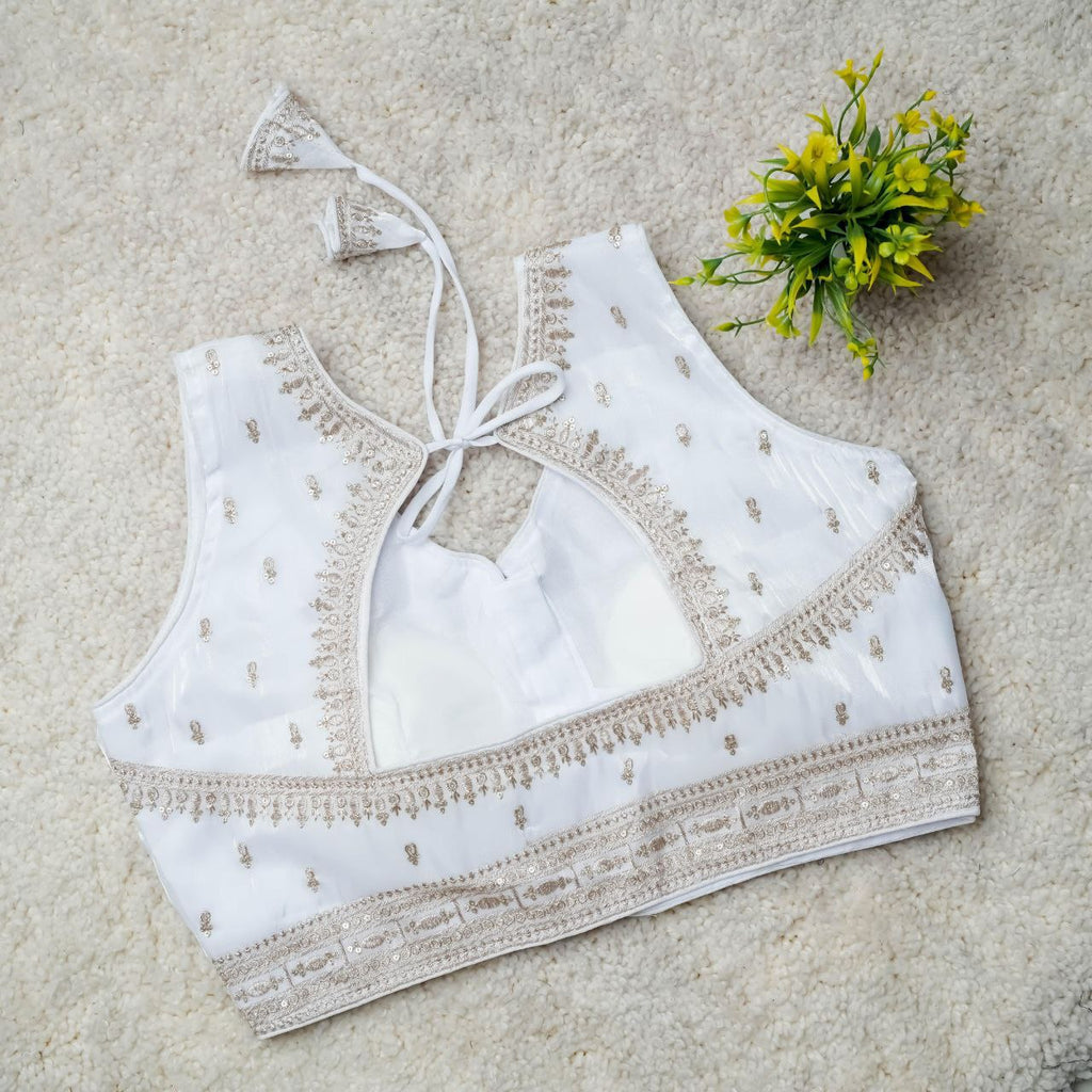 Readymade Jimmy Choo Fabric Embroidered Blouse with Front Hook & Back Tussels