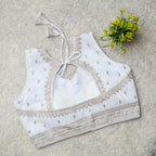 Readymade Jimmy Choo Fabric Embroidered Blouse with Front Hook & Back Tussels