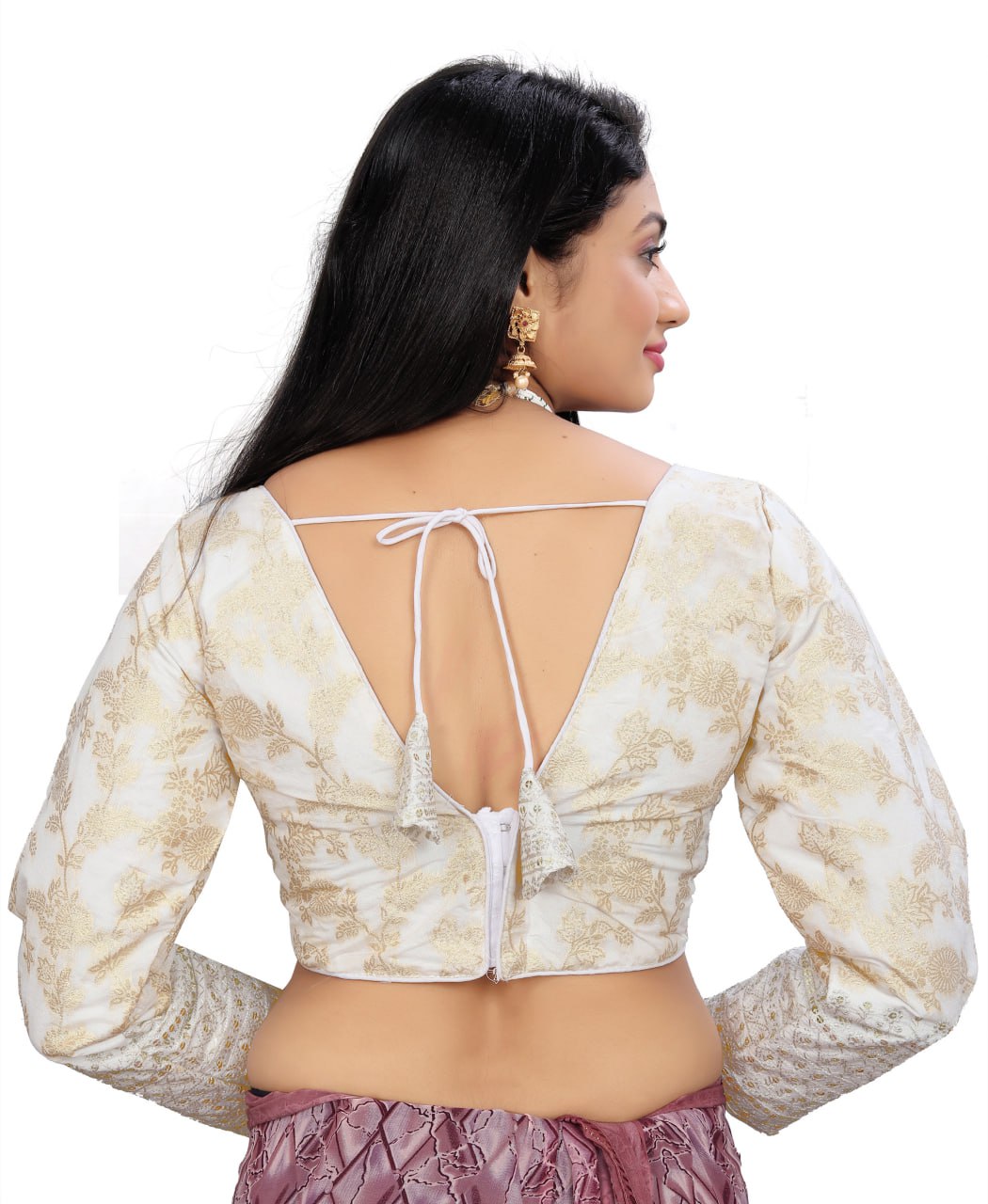 Pure Dola Silk Jacquard Embroidered Blouse
