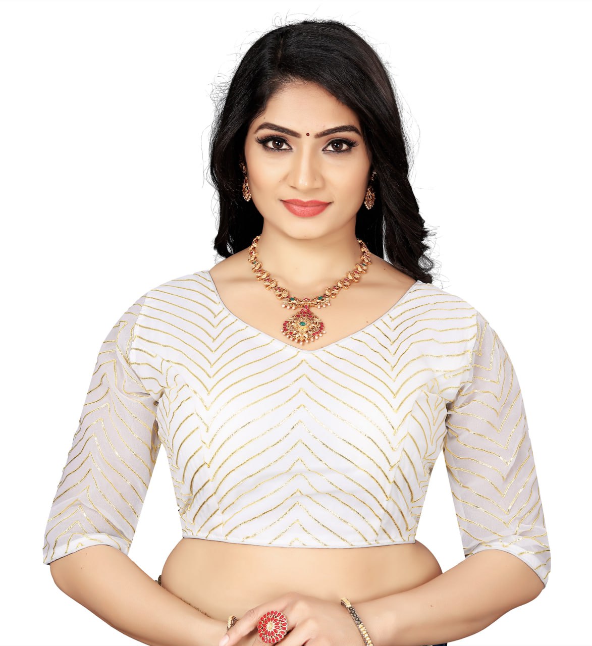 Georgette Padded Blouse with Full Embroidery Work
