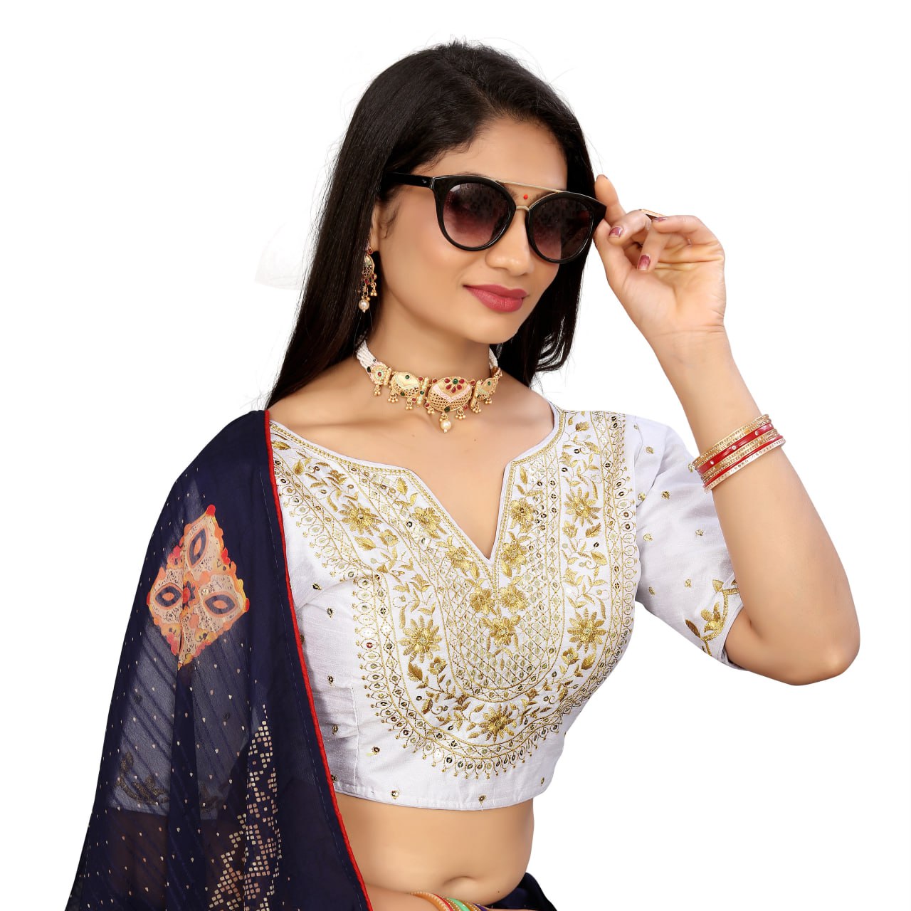 Vichitra Silk Embroidered Blouse