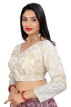 Pure Dola Silk Jacquard Embroidered Blouse