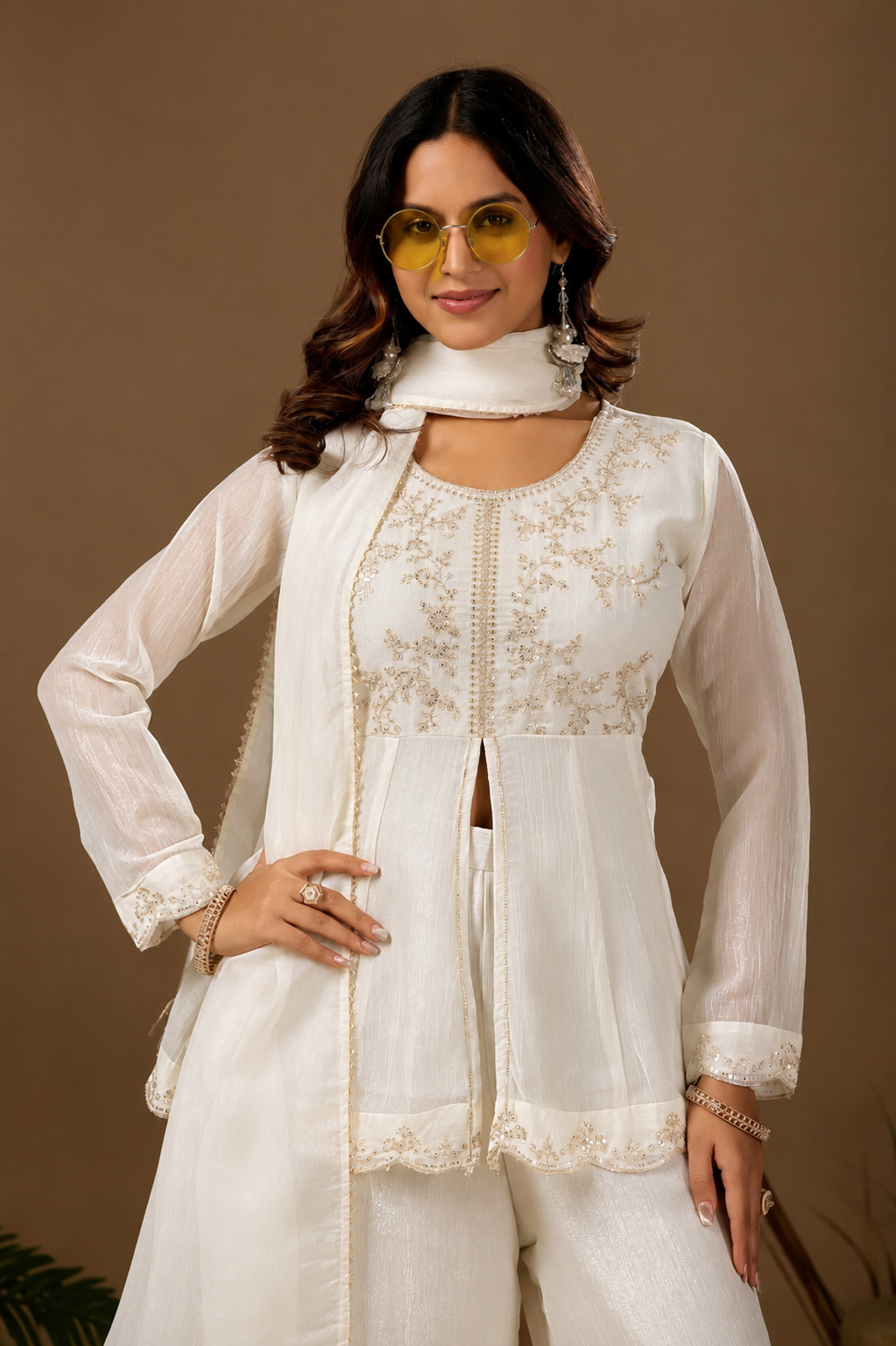 Women's Satin Kurta Set with Elegant Embroidered Design