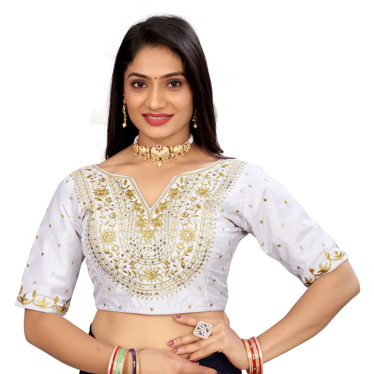 Vichitra Silk Embroidered Blouse
