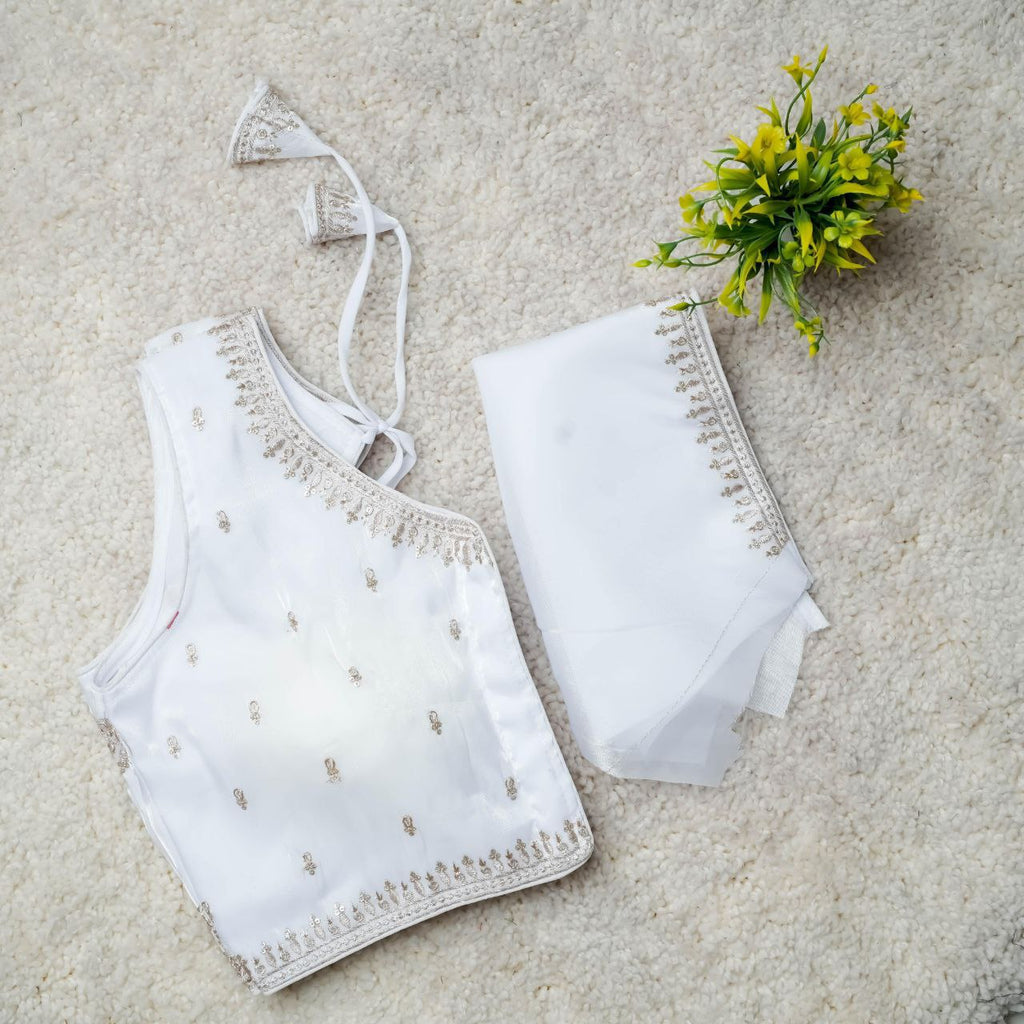 Readymade Jimmy Choo Fabric Embroidered Blouse with Front Hook & Back Tussels