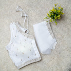 Readymade Jimmy Choo Fabric Embroidered Blouse with Front Hook & Back Tussels