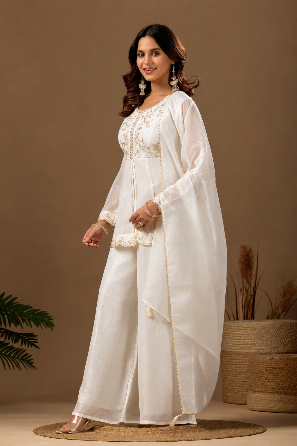 Women's Satin Kurta Set with Elegant Embroidered Design