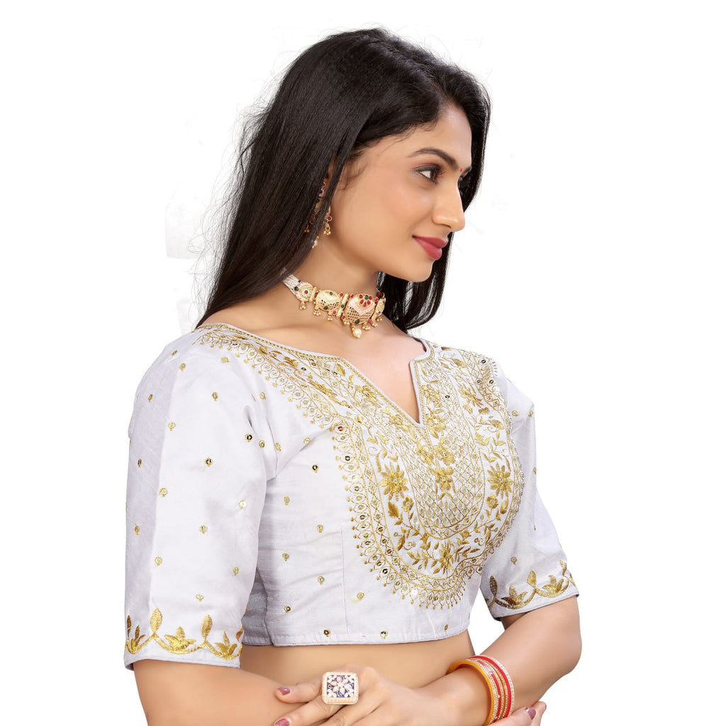 Vichitra Silk Embroidered Blouse